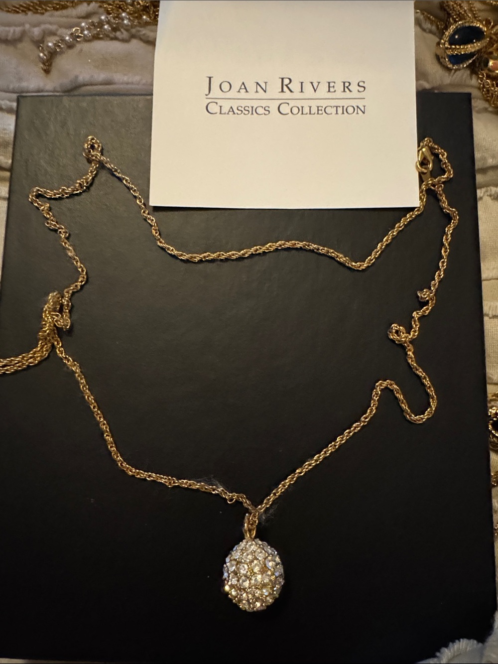 Joan Rivers Gold-Tone Crystal Pavé Egg Pendant on Rope Chain